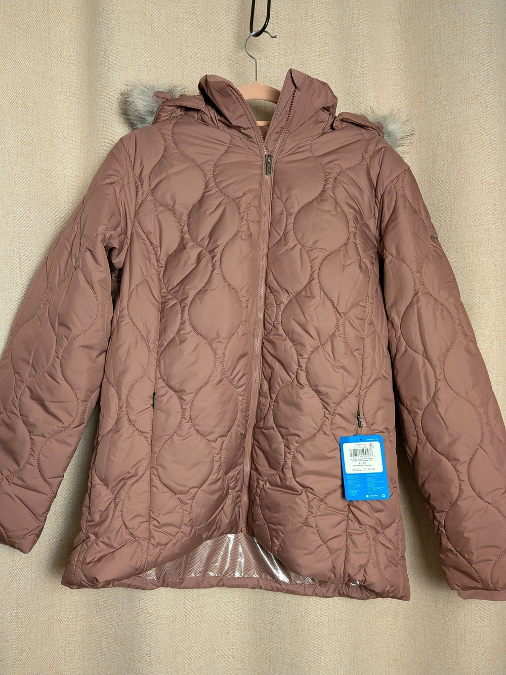 NWT Columbia Frosty Heights Omni-Heat Faux Fur Jacket Mauve L
